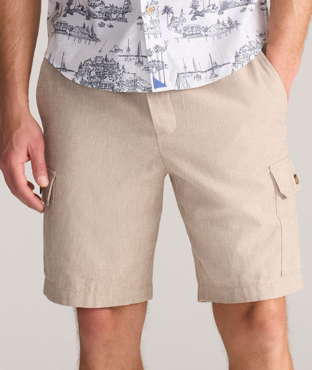 Linen-Cotton Utility Shorts